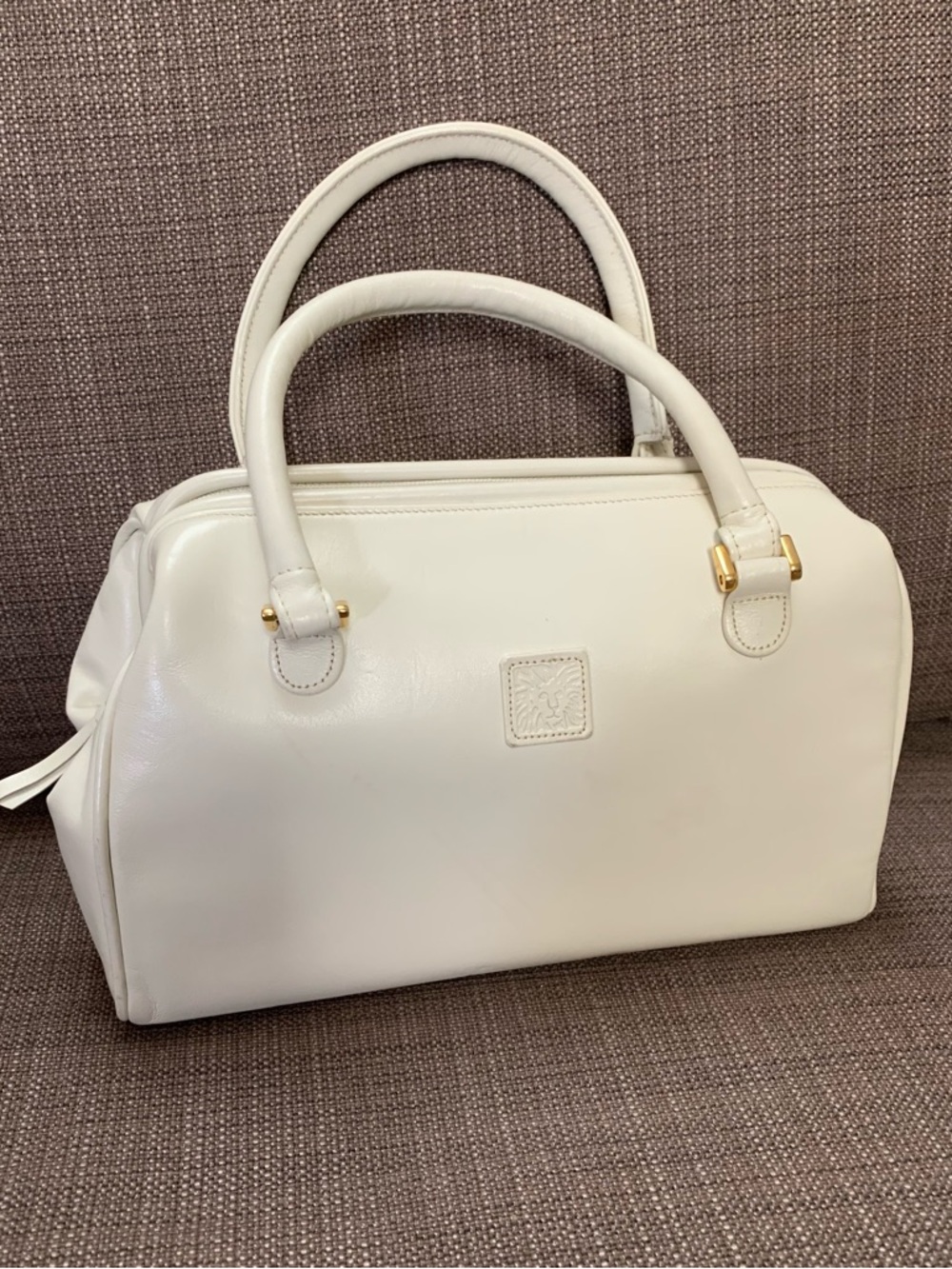 Anne Klein Calderon White Boston Bag Purse 1983